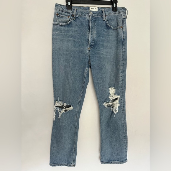 Agolde Riley High Rise Straight Crop Jeans. - Picture 2 of 11